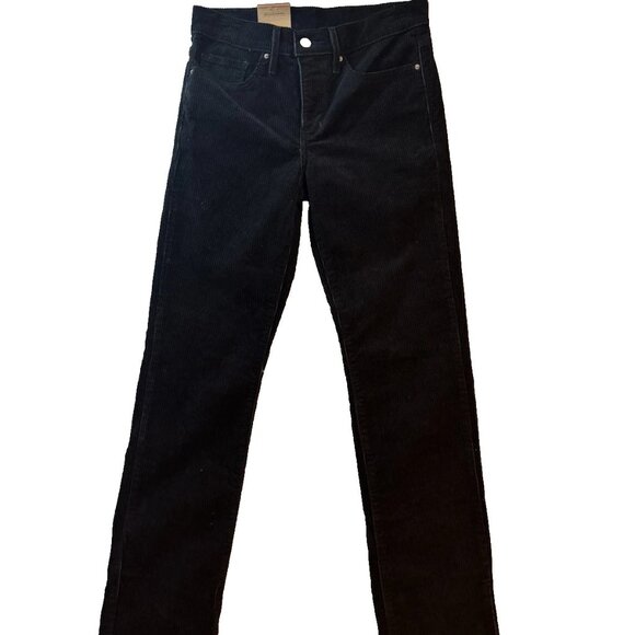 NWT Levis 314 Shaping Straight Leg Mid Rise Corduroy Jeans Black Size 27X30 - Picture 1 of 9